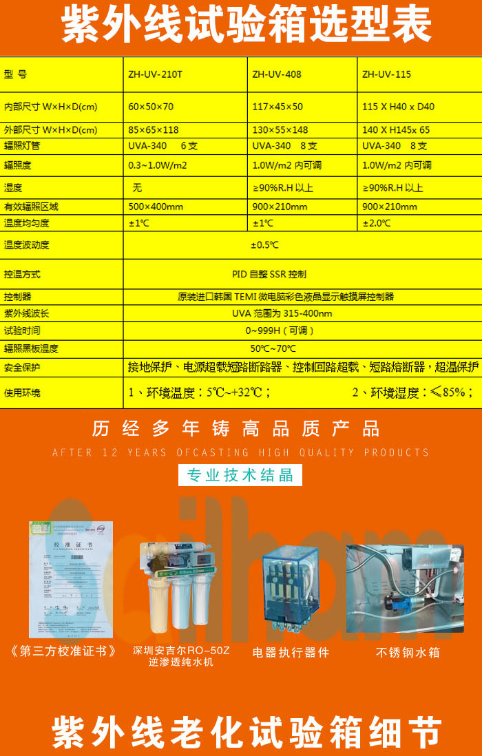 厢式烤漆紫外線(xiàn)老化试验箱详细参数表